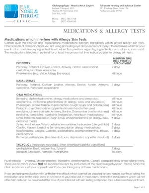 Medications & Allergy Tests
