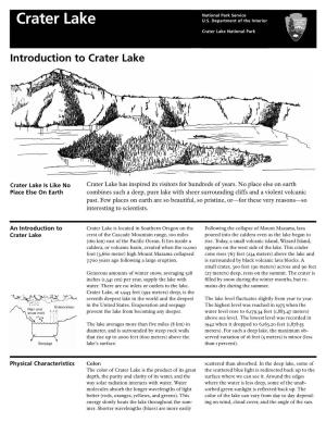 Introduction to Crater Lake
