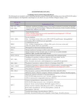 ASCR Reportable List ICD-10 Version