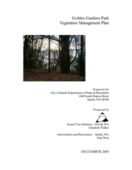 Golden Gardens Park Vegetation Management Plan