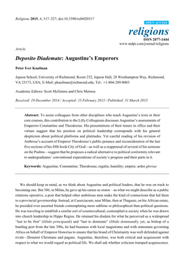 Deposito Diademate: Augustine's Emperors