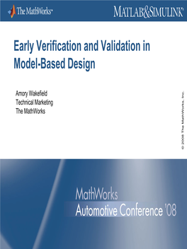 Early Verification and Validation in Model-Based Design