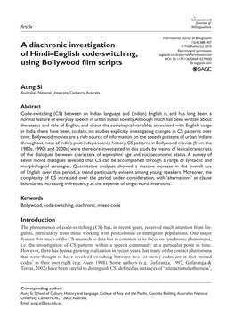 A Diachronic Investigation of Hindi–English Code-Switching, Using