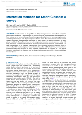 Interaction Methods for Smart Glasses: a Survey