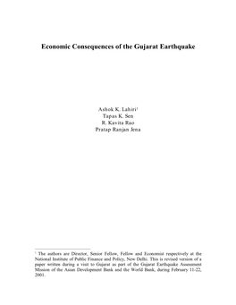 Economic Consequences of the Gujarat Earthquake