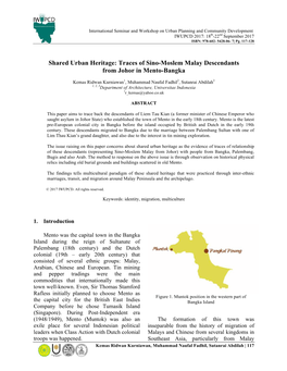 Traces of Sino-Moslem Malay Descendants from Johor in Mento-Bangka
