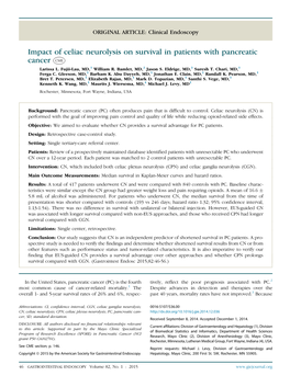 Impact of Celiac Neurolysis on Survival in Patients with Pancreatic Cancer