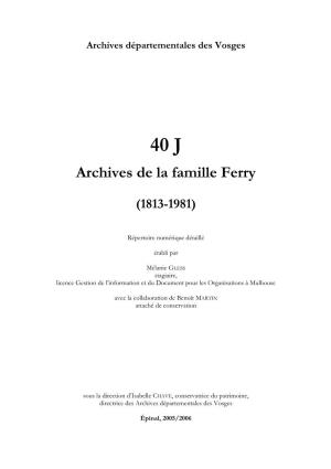 Archives De La Famille Ferry