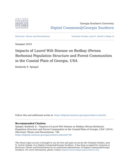 Persea Borbonia) Population Structure and Forest Communities in the Coastal Plain of Georgia, USA