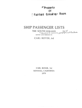 SHIP PASSENGER LISTS the SOUTH (1538-ISIS) -►Ow of Pre~'Gcz., 'C.Maryland-}O Lo~,Tsa~Q Pe,R;Paye