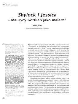 Shylock I Jessica – Maurycy Gottlieb Jako Malarz *