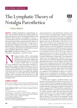 The Lymphatic Theory of Notalgia Paresthetica