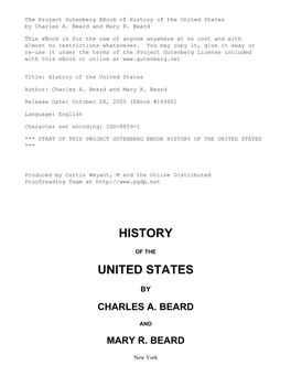The Project Gutenberg Ebook of History of the United States, By