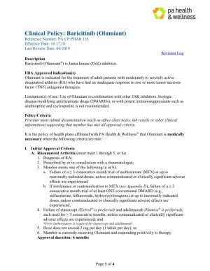 Clinical Policy: Baricitinib (Olumiant)