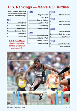 U.S. Rankings — Men's 400 Hurdles