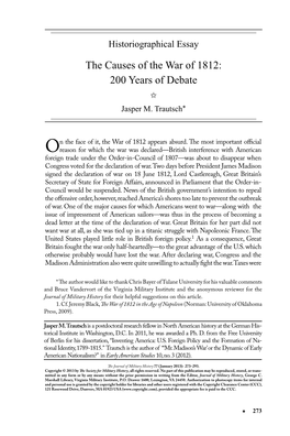 Trautsch- “The Causes of the War of 1812: 200 Years of Debate”