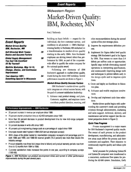 Market-Driven Quality: IBM, Rochester, MN