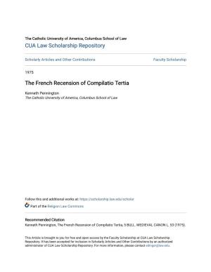 The French Recension of Compilatio Tertia