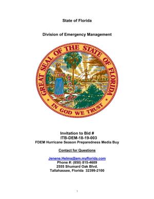 State of Florida Division of Emergency Management Invitation to Bid # ITB