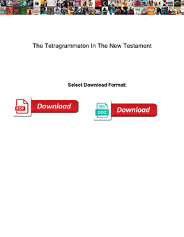 The Tetragrammaton in the New Testament