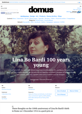 Lina Bo Bardi 100 Years Young