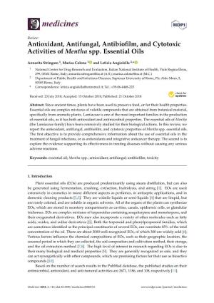 Antioxidant, Antifungal, Antibiofilm, and Cytotoxic Activities of Mentha