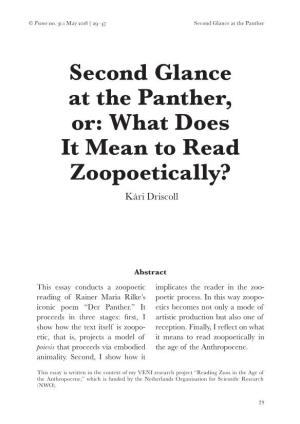 Second Glance at the Panther, Or: What Does It Mean to Read Zoopoetically? Kári Driscoll