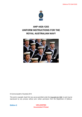 Anp 4426-1203 Uniform Instructions for the Royal Australian Navy