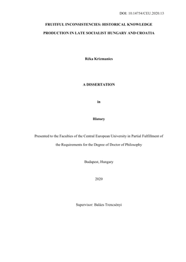 Doi: 10.14754/Ceu.2020.13 Fruitful Inconsistencies