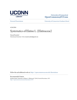 Systematics of Elatine L. (Elatinaceae) Hamid Razifard University of Connecticut - Storrs, Hamid.Razifard@Gmail.Com