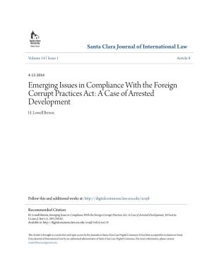 Emerging Issues in Compliance with the Foreign Corrupt Practices Act: a Case of Arrested Development H