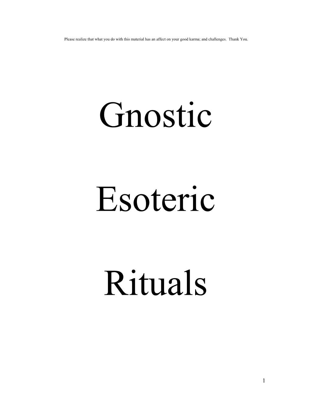 Gnostic Esoteric Ritual of the Mysteries of Eleusis