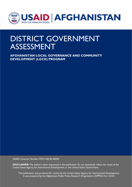 District Government Capacity Assessment
