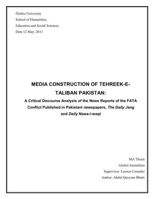 Media Construction of Tehreek-E- Taliban Pakistan