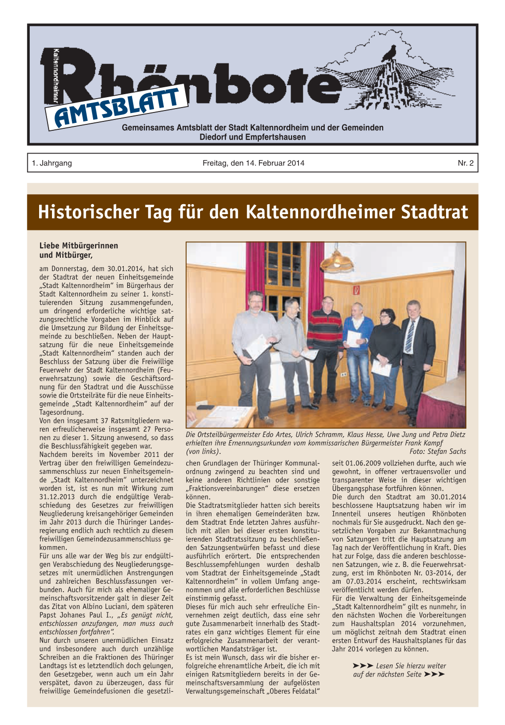 Amtsblattgemeinsames Amtsblatt Der Stadt Kaltennordheim Und Der Gemeinden Diedorf Und Empfertshausen