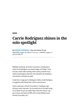Carrie Rodriguez Shines in the Solo Spotlight – East Bay Times