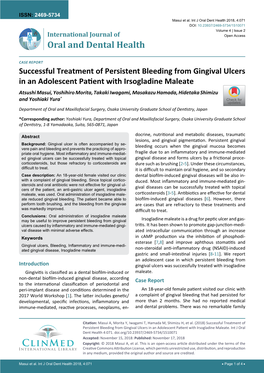 Successful Treatment of Persistent Bleeding from Gingival Ulcers in An