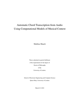 Automatic Chord Transcription from Audio Using Computational Models of Musical Context
