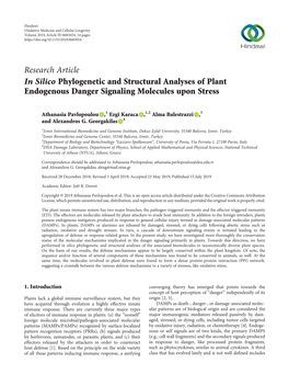 In Silico Phylogenetic and Structural Analyses of Plant Endogenous Danger Signaling Molecules Upon Stress
