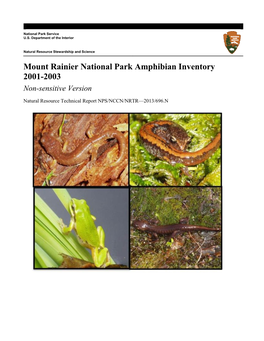Mount Rainier National Park Amphibian Inventory 2001-2003 Non-Sensitive Version