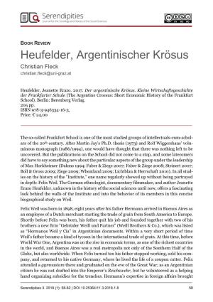 Heufelder, Argentinischer Krösus Christian Fleck Christian.Fleck@Uni-Graz.At