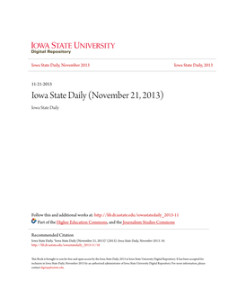 Iowa State Daily (November 21, 2013) Iowa State Daily