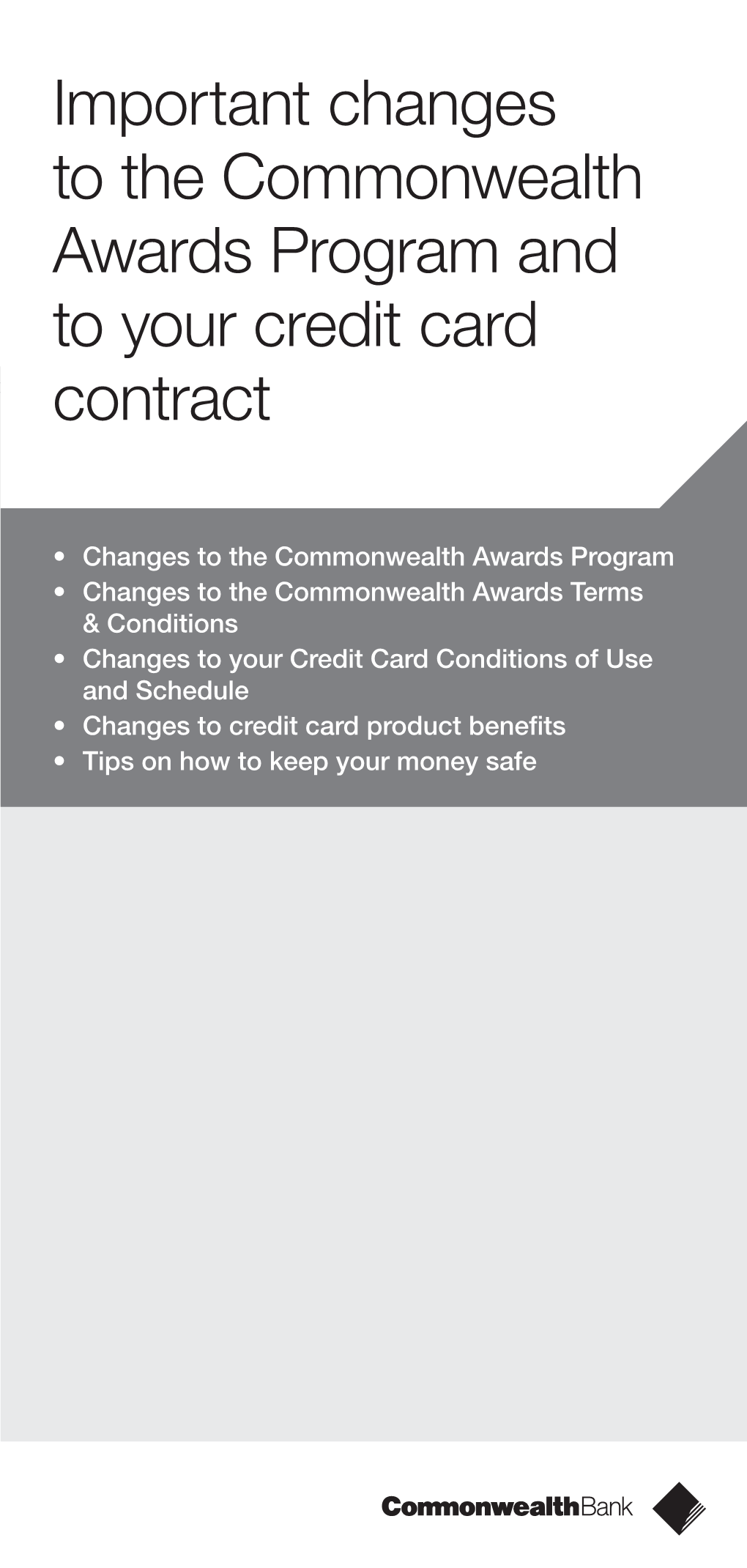 Important Changes to the Commonwealth Awards Program and to Your Credit Card Contract