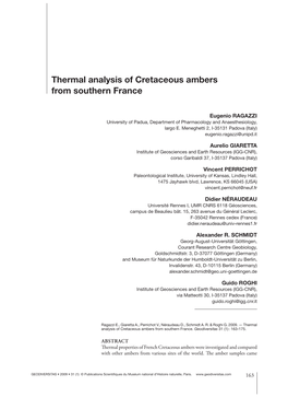 Thermal Analysis of Cretaceous Ambers from Southern France
