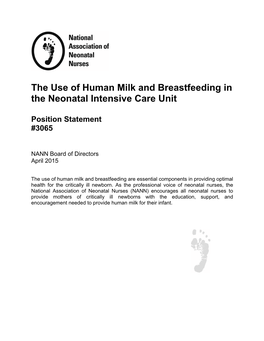 The Use of Human Milk and Breastfeeding in the Neonatal Intensive Care Unit