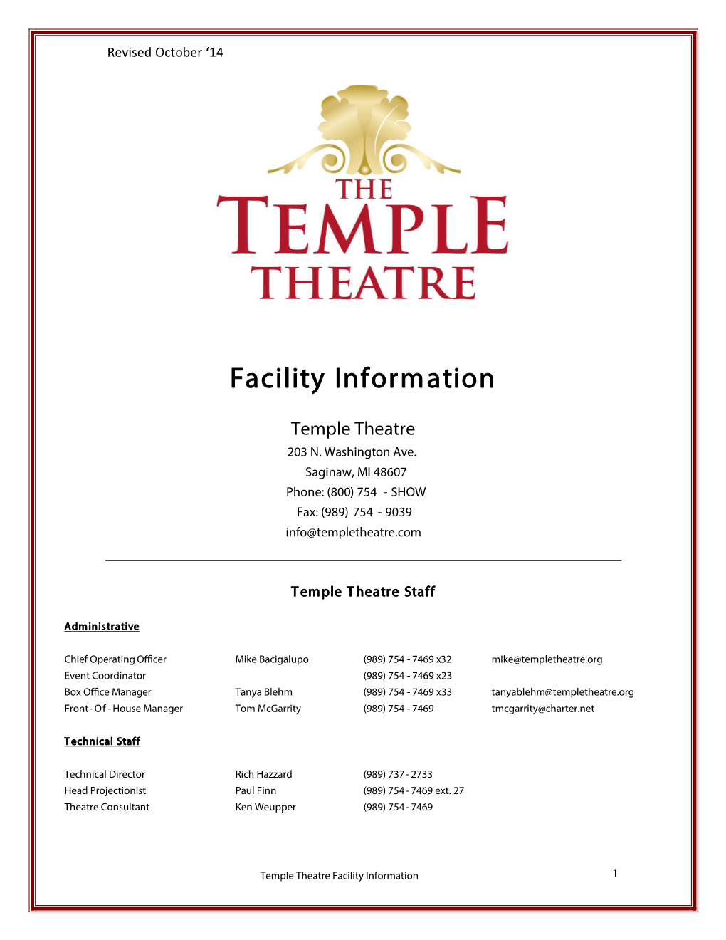 Facility Information