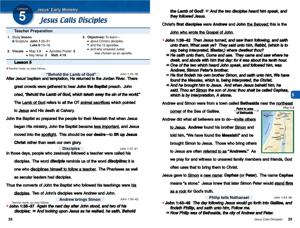 Jesus' Early Ministry Teacher's Guide Lesson 5