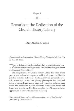 Remarks at the Dedication of the Church History Library