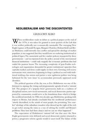 Neoliberalism and the Discontented