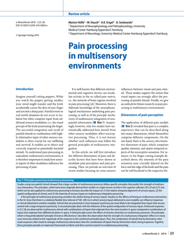 Pain Processing in Multisensory Environments